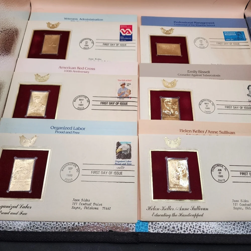 13 Mixed Lot Stamps Gold Replica First Day of Issue Helen Keller Medical Arts - Picture 2 of 3